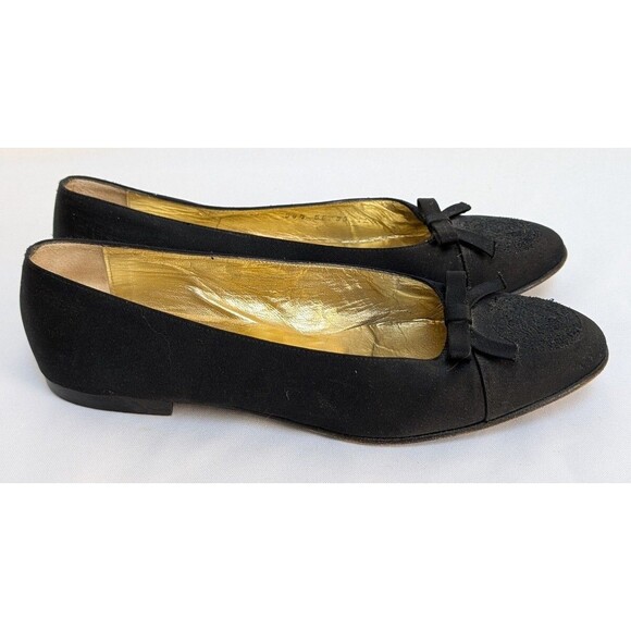 Gianni Versace Black Fabric Bow Pumps Made in Italy Women’s Size 38.5 Vintage - Picture 2 of 12